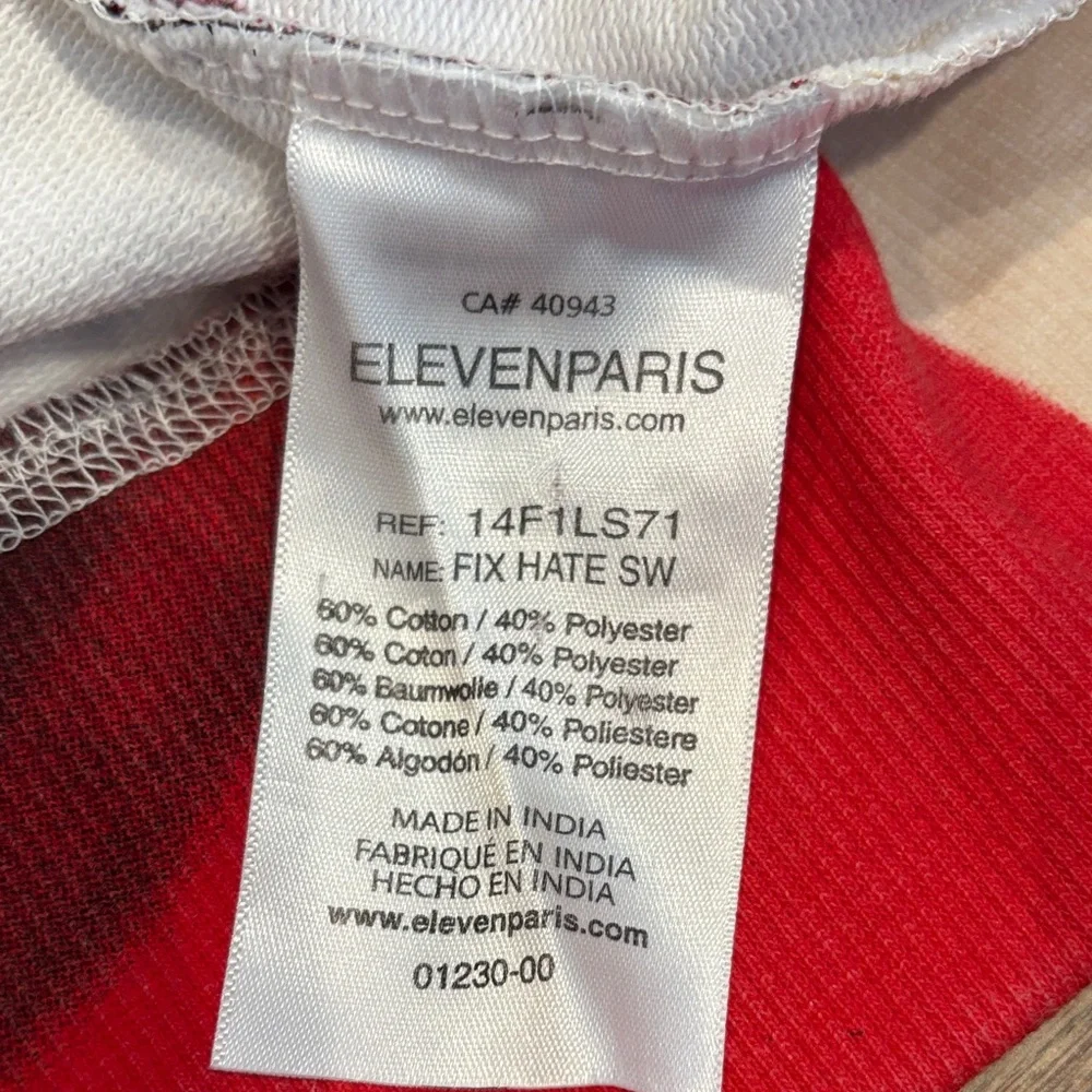 Vintage Eleven Paris Red, White & Black Graphic Crewneck Sweater/sweatshirt XL